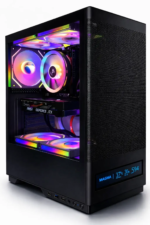 MAGMA V8202 Gaming PC Case, Digital Screen, 3 Fans, USB-C, USB 3.0 (Black / White)